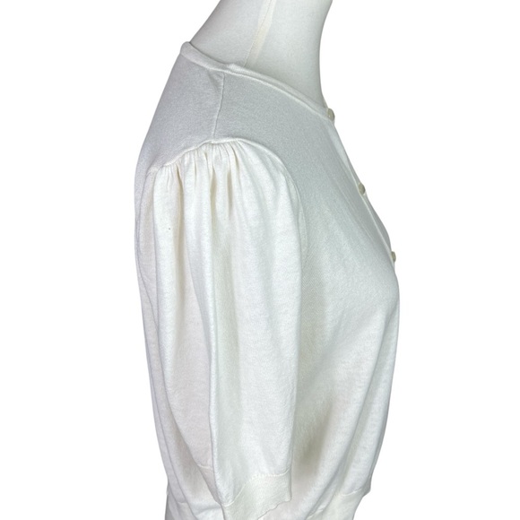 Lauren Ralph Lauren Cream Beige Button Up Cardigan Short Sleeve Sweater Size L - Picture 3 of 10